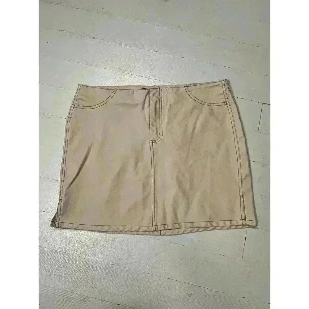 Vintage Y2K Tan Guess‎ Jeans Mini Skirt With Slits On The Sides Women’s Size 30